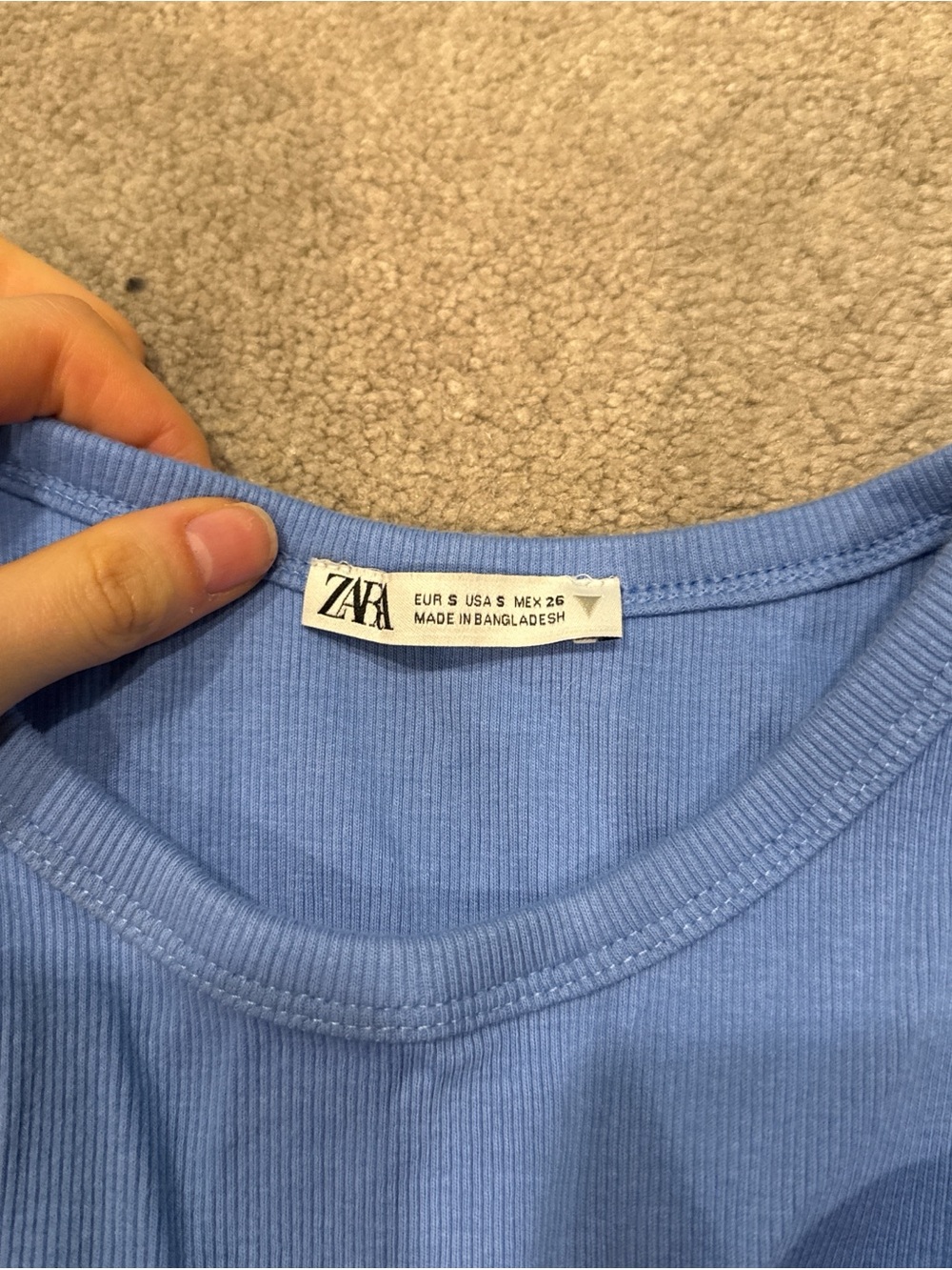 Zara Blue Ribbed Tank Top - Picture 3 of 3